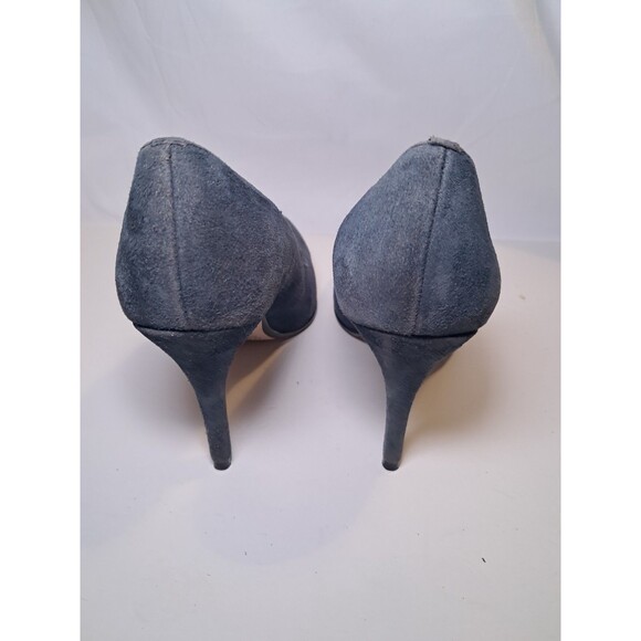 Max Studio Marais Dark Blue Suede Pumps 3.5" Heels Slip On Almond Toe Size 6M - Picture 4 of 9